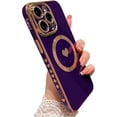thumbnail image 1 of Magnetic Case for iPhone 14 Pro Case for Women Men [ Compatible with MagSafe ], Cute Love Heart Soft Back Cover Raised Full Camera Lens Protection Phone Case (6.1") - Purple, 1 of 7