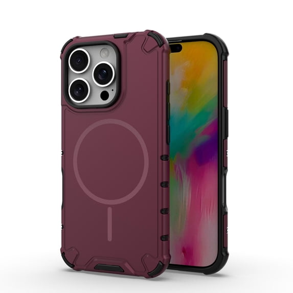 Magnetic Case for iPhone 14 Pro [Compatible with Mag-Safe] [Heavy Duty Military Grade Drop Protection] Enhanced Corners Shockproof Solid Color Phone Cover for iPhone 14 Pro 6.1 inch, Plum