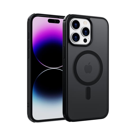 Magnetic Case for iPhone 14 Pro, Compatible with MagSafe Wireless Charging, Anti-Scratch Skin-Feel Military Grade Shockproof Protective Slim Phone Case Cover for iPhone 14 Pro, Black
