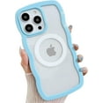 thumbnail image 1 of Magnetic Case for iPhone 14 Pro Compatible with Magsafe, Cute Curly Wave Frame with Clear Fashion Designs,Soft TPU Shockproof Sturdy Protective Phone Cover for Girls Women-Dark Blue, 1 of 12