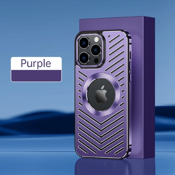 Magnetic Case for iPhone 14 Pro, Ice Armor Cooling Heat Dissipation Aluminum Metal Frame Cover Compatible with MagSafe Wireless Charging Rugged Shockproof Case for iPhone 14 Pro,Purple