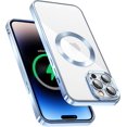 thumbnail image 1 of Magnetic Case for iPhone 14 Pro Max, [Built-in Camera Lens Cover] Soft Shockproof Clear Back Slim Phone Case [Compatible with MagSafe] for iPhone 14 6.7'', Blue, 1 of 14