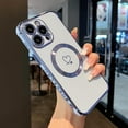 thumbnail image 1 of Magnetic Case for iPhone 14 Pro Max Case 6.7 inch [Compatible with MagSafe] Cute Plating Love Hearts Pattern Case with Camera Protection,Soft Shockproof TPU Bumper Cover for Women Girls,Blue, 1 of 13