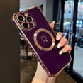 thumbnail image 1 of Magnetic Case for iPhone 14 Pro Max Case 6.7 inch Compatible with MagSafe Cute Plating Love Hearts Pattern Case with Camera Protection,Soft Shockproof TPU Cover for Women Girls,Dark Violet, 1 of 13