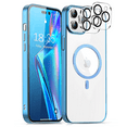 thumbnail image 1 of Magnetic Case for iPhone 14 Pro Max Case Compatible with MagSafe (6.7 inch), Military Grade Drop Protection + Camera Cover, Soft Silicone Rubber Phone Cases for iPhone 14 Pro Max, Blue, 1 of 7