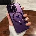 thumbnail image 1 of Magnetic Case for iPhone 14 Pro Max Case [Compatible with MagSafe] Camera Lens Protector Plating Luxury Cover for Women Men Clear Soft TPU Shockproof Protective Phone Case - Purple, 1 of 12