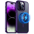 thumbnail image 1 of Magnetic Case for iPhone 14 Pro Max Case, [Military Grade Drop Tested] [Compatible with MagSafe] Translucent Matte Back, Anti-Fingerprint Anti-Scratch Phone Case Cover 6.7, Purple, 1 of 7