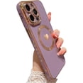 thumbnail image 1 of Magnetic Case for iPhone 14 Pro Max Case for Women Men [ Compatible with MagSafe ], Cute Love Heart Soft Back Cover Raised Full Camera Lens Protection Phone Case (6.7") - Light Purple, 1 of 10