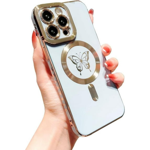 Magnetic Case for iPhone 14 Pro Max Compatible with MagSafe Wireless Charging,Cute Butterfly Phone Case with Camera Lens Screen Protector for Women Girlsfor iPhone 14 Pro Max 6.7"