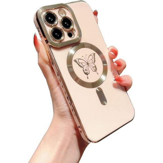 Magnetic Case for iPhone 14 Pro Max Compatible with MagSafe Wireless Charging,Cute Butterfly Phone Case with Camera Lens Screen Protector for Women Girlsfor iPhone 14 Pro Max 6.7"