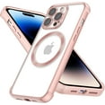 thumbnail image 1 of Magnetic Case for iPhone 14 Pro Max [Compatible with Magsafe] [Military Grade Drop Protection] Clear Slim Plated Case Shockproof Anti-Yellowing Phone Case 6.7"- Pink, 1 of 12
