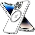 thumbnail image 1 of Magnetic Case for iPhone 14 Pro Max [Compatible with Magsafe] [Military Grade Drop Protection] Clear Slim Plated Case Shockproof Anti-Yellowing Phone Case 6.7"- Silver, 1 of 12