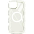thumbnail image 1 of Magnetic Case for iPhone 14 Pro Max Case Cute Curly Wave Frame Shape Slim Translucent Back Anti-Fingerprint Shockproof Compatible with iPhone 14 Pro Max Case,White Compatible with MagSafe, 1 of 8
