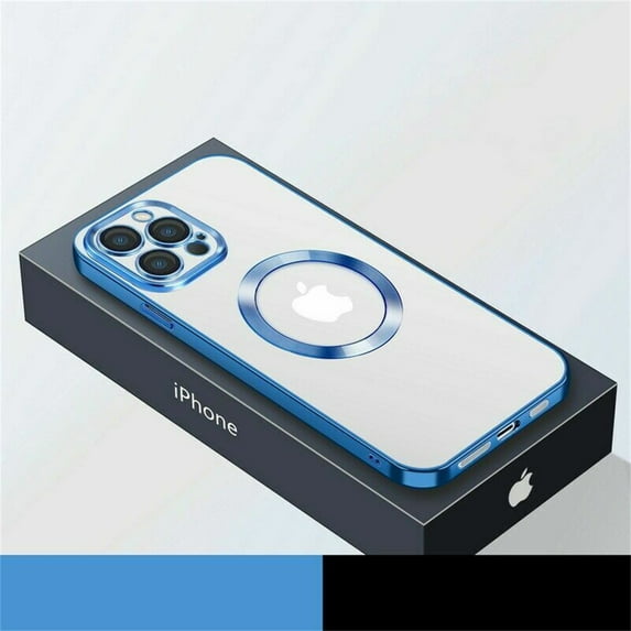 Magnetic Case for iPhone 14 Pro Max, High-Transparency Tempered Glass Lens Protector Rugged PC Anti-Scratches Slim Clear Cover Compatible with MagSafe Wireless Charging Dustproof Net Case, Blue