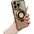 thumbnail image 1 of Magnetic Case for iPhone 14 Pro Max with Holder Stand,Rhinestone Glitter Plated Bling Luxury Phone Case（Compatible with MagSafe） Shockproof Kickstand Design for iPhone 14 Pro Max-Gold, 1 of 13