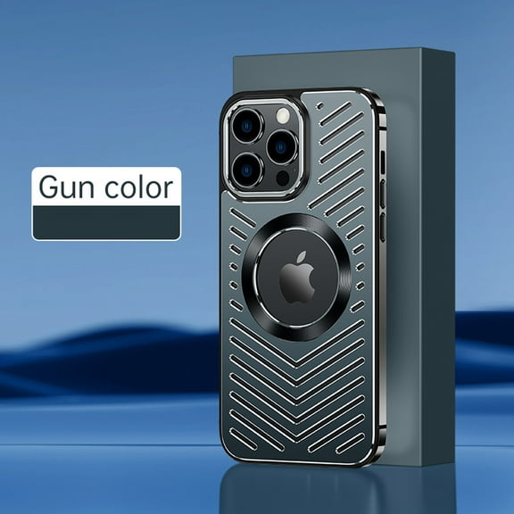 Magnetic Case for iPhone 14 Pro Max, Ice Armor Cooling Heat Dissipation Aluminum Metal Frame Cover Compatible with MagSafe Wireless Charging Rugged Shockproof Case for iPhone 14 Pro Max,Gun