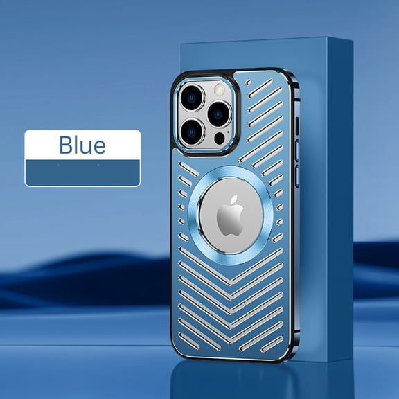 Magnetic Case for iPhone 14 Pro Max, Ice Armor Cooling Heat Dissipation Aluminum Metal Frame Cover Compatible with MagSafe Wireless Charging Rugged Shockproof Case for iPhone 14 Pro Max,Blue