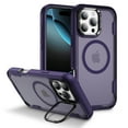 thumbnail image 1 of Magnetic Case for iPhone 14 Pro Max with Kickstand, Compatible with Magsafe, Built-in Camera Stash Stand, Military Drop Protection, Skin Feeling Phone Case for iPhone 14 Pro Max, Purple + Clear Purple, 1 of 9