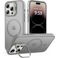 thumbnail image 1 of Magnetic Case for iPhone 14 Pro Max with Kicstand, Compatible with Magsafe, Built-in Camera Stash Stand, Military Protection, Skin Feeling Phone Case for iPhone 14 Pro Max, Titanium Gray, 1 of 13