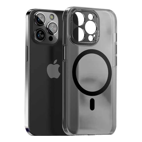 Magnetic Case for iPhone 14 Pro, Nano-Grade Frosted Translucent Hard PC Non-Yellowing Cover Compatible with MagSafe Wireless Charging Metal Lens Protection Anti-Fingerprints Phone Case, Black