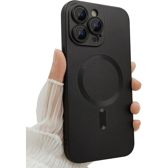 Magnetic Case for iPhone 14 Pro Phone Case for Women, [Adaptation with Magsafe] Matte Luxury Soft Metallic Luster Design for iPhone 14 Pro 6.1'' with Camera Protector-Black