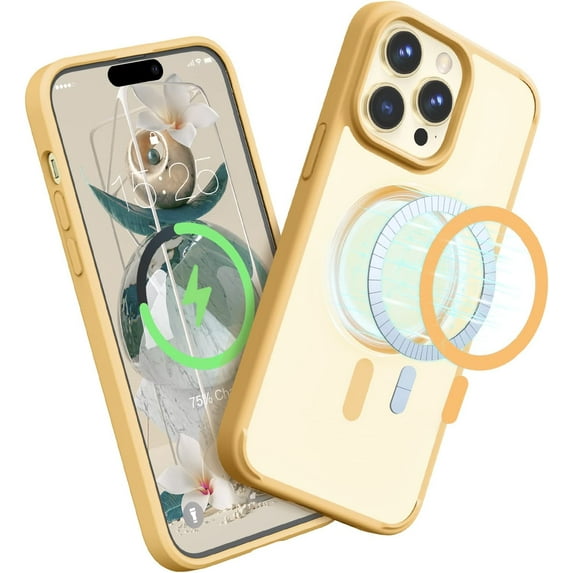 Magnetic Case for iPhone 14 Pro/Pro Max Case MIL-Grade Drop Tested & Compatible with MagSafe Translucent Matte Back with Aluminum Alloy Keys, Anti-Fingerprint Anti-Scratch