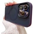 thumbnail image 1 of Magnetic Case for iPhone 14 Pro Case Slim Translucent Matte Back Anti-Fingerprint Anti-Scratch Aluminum Alloy Keys Phone Case,Deep Purple Compatible with MagSafe, 1 of 8