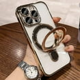 thumbnail image 1 of Magnetic Case for iPhone 14 Pro Case Stand & Ring Holder Compatible with MagSafe Built-in Camera Lens Protector Shockproof Phone Case for iPhone 14 Pro 6.1" - Gold, 1 of 8