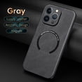 thumbnail image 1 of Magnetic Case for iPhone 14 Pro, [Wireless Charging Support] Anti-Scratch PU Leather Shockproof Cover, Slim Anti-Fingerprint Lightweight Protective Case for iPhone 14 Pro, Gray, 1 of 11