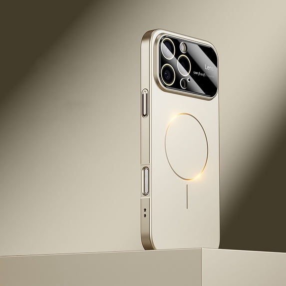 Magnetic Case for iPhone 15 with Camera Lens Protector, Shockproof Hard Luxury Slim Case with Large Window HD Glass Protective Film, Compatible with Mag-Safe for iPhone 15, Gray