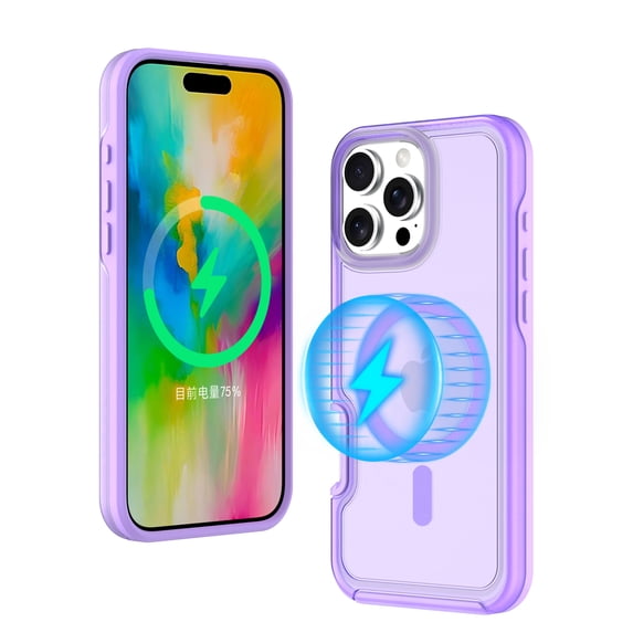 Magnetic Case for iPhone 15, Compatible with MagSafe Charging, Shockproof Anti-scratch Protective Case PC Matte Translucent Ultra Thin Phone Cover for iPhone 15, Purple