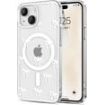 thumbnail image 1 of Magnetic Case for iPhone 15, Compatible with MagSafe, Clear Cute Ribbon Bowknot Pattern Aesthetic Bow Phone Case Stylish Slim Anti-Yellowing Durable PC Protective Cover for Women Girls- White, 1 of 18