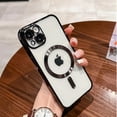 thumbnail image 1 of Magnetic Case for iPhone 15 Case [Compatible with MagSafe] Full Camera Protection Clear Plating Luxury Cover for Women Men Soft TPU Bumper Drop Protective Phone Case (6.1"),Black, 1 of 12