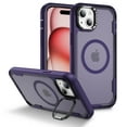 thumbnail image 1 of Magnetic Case for iPhone 15 with Kickstand, Compatible with Magsafe, Built-in Camera Stash Stand, Military Drop Protection, Skin Feeling Phone Case for iPhone 15, Purple + Clear Purple, 1 of 9