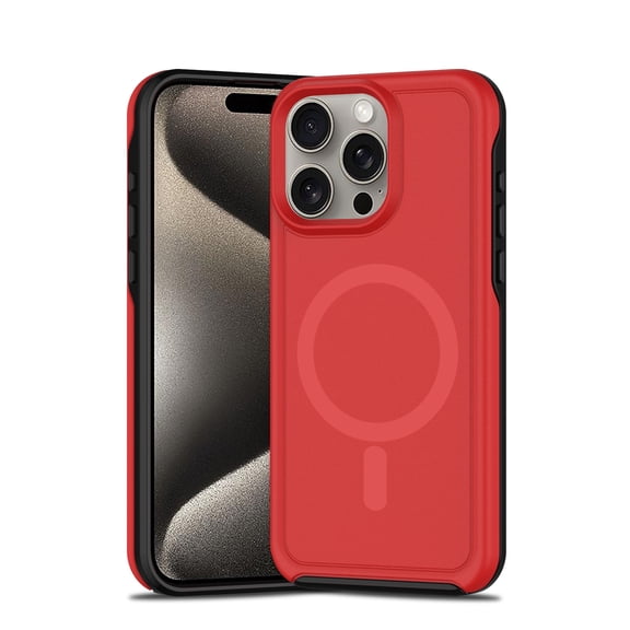 Magnetic Case for iPhone 15 Phone Case, [Compatibilty with MagSafe] Heavy Duty Drop Protection, Anti-Fall Shockproof Dust Proof Tough Protective Phone Cover for iPhone 15,Red