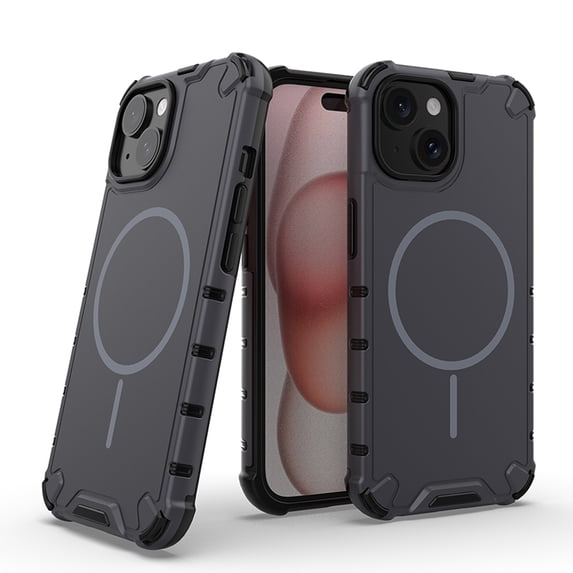 Magnetic Case for iPhone 15 Plus, Compatible with Mag-Safe, Classic Hybrid Magnetic Phone Case, Military Grade Drop Protection, Scratch-Resistant Back Rugged Cover for iPhone 15 Plus, Gray