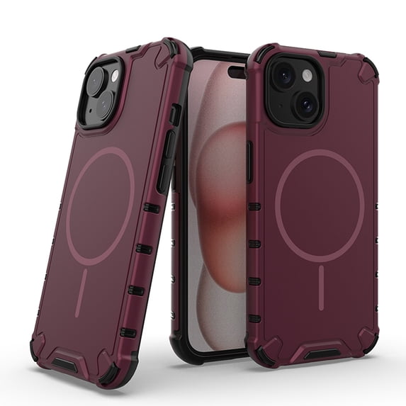 Magnetic Case for iPhone 15 Plus, Compatible with Mag-Safe, Classic Hybrid Magnetic Phone Case, Military Grade Drop Protection, Scratch-Resistant Back Rugged Cover for iPhone 15 Plus, Plum
