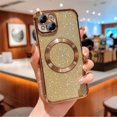 thumbnail image 1 of Magnetic Case for iPhone 15 Plus, [Compatible with MagSafe] Non-Yellowing Glitter Shining Paper Clear Case for Women Girls, Rugged Shockproof Protection Phone Cover for iPhone 15 Plus, Gold, 1 of 9