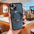 thumbnail image 1 of Magnetic Case for iPhone 15 Plus, [Compatible with MagSafe] Non-Yellowing Glitter Shining Paper Clear Case for Women Girls, Rugged Shockproof Protection Phone Cover for iPhone 15 Plus, Black, 1 of 10