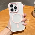 thumbnail image 1 of Magnetic Case for iPhone 15 Plus [Compatible with MagSafe], for iPhone 15 Plus with Translucent Hard PC Anti-Fingerprints and Silicone Bumper Shockproof Protection Phone Case, Pink, 1 of 9