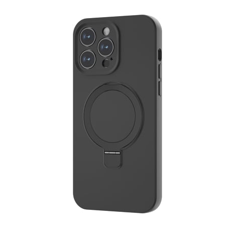 Magnetic Case for iPhone 15 Plus,Decase Soft Smooth Liquid Silicone Case Support Wireless Charging Shockproof Ring Kickstand Magnetic Car Mount Slim Phone Cover for iPhone 15 Plus- black
