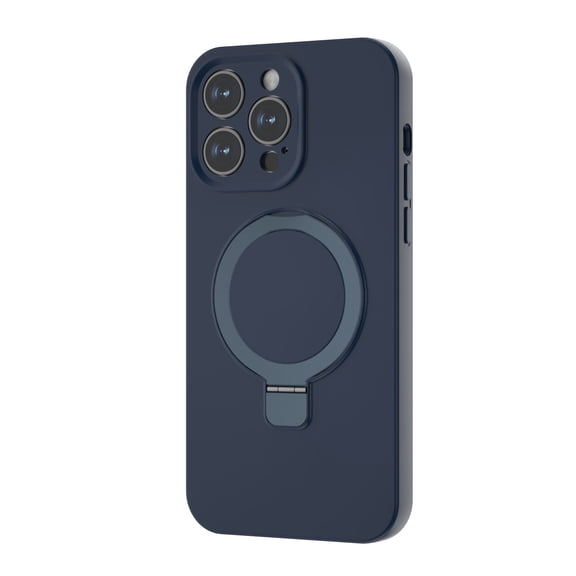 Magnetic Case for iPhone 15 Plus,Decase Soft Smooth Liquid Silicone Case Support Wireless Charging Shockproof Ring Kickstand Magnetic Car Mount Slim Phone Cover for iPhone 15 Plus- navyblue