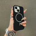 thumbnail image 1 of Magnetic Case for iPhone 15 Plus Phone Case Support Wireless Charging, Durable Silicone Lightweight Slim Shockproof Microfiber Lining Anti-Scratch Phone Cover for iPhone 15 Plus, Blackwhite, 1 of 7