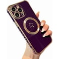 thumbnail image 1 of Magnetic Case for iPhone 15 Pro 6.1 inch Case[Compatible with MagSafe] Cute Plating Love Hearts Pattern Case with Camera Protection,Soft Shockproof TPU Bumper Cover for Women Girls,Dark Violet, 1 of 13