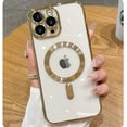 thumbnail image 1 of Magnetic Case for iPhone 15 Pro Case Clear Compatible with MagSafe Built-in Camera Lens Protector Soft Slim Shockproof Phone Case Cover for iPhone 15 Pro 6.1" - Gold, 1 of 7