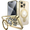 thumbnail image 1 of Magnetic Case for iPhone 15 Pro Case Magsafe with Invisible Stand Kickstand Camera Protector Plating 10FT Shockproof Soft Rubber Clear Protective Phone Case (Gold), 1 of 6