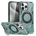thumbnail image 1 of Magnetic Case for iPhone 15 Pro, Compatible with Mag-Safe Kickstand Case Military Grade Shockproof Protective Cover Rugged Phone Case with Rotated Ring Bracket for iPhone 15 Pro, Green, 1 of 8