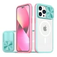 thumbnail image 1 of Magnetic Case for iPhone 15 Pro, Crystal Clear Rugged PC Acrylic Hybrid Shockproof Case with Camera Lens Sliding Cover Support Wireless Charging Protective Case for iPhone 15 Pro, Skyblue, 1 of 6