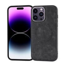 Magnetic Case for iPhone 15 Pro,Decase PU Leather Luxury Phone Cover Support Wireless Charging Slim Lightweight Shockproof Mag Safe Shell,for Apple iPhone 15 Pro 6.1" - Black