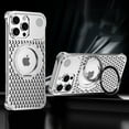 thumbnail image 1 of Magnetic Case for iPhone 15 Pro, Heat Dissipation, Adjustable Ring Holder Kickstand Cover, Cooling Hollow Design Metal Drop Protection Rugged Phone Case for iPhone 15 Pro, Silver, 1 of 6